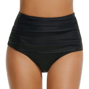 Tournesol Black High Waisted Ruched Swim Bottoms XL